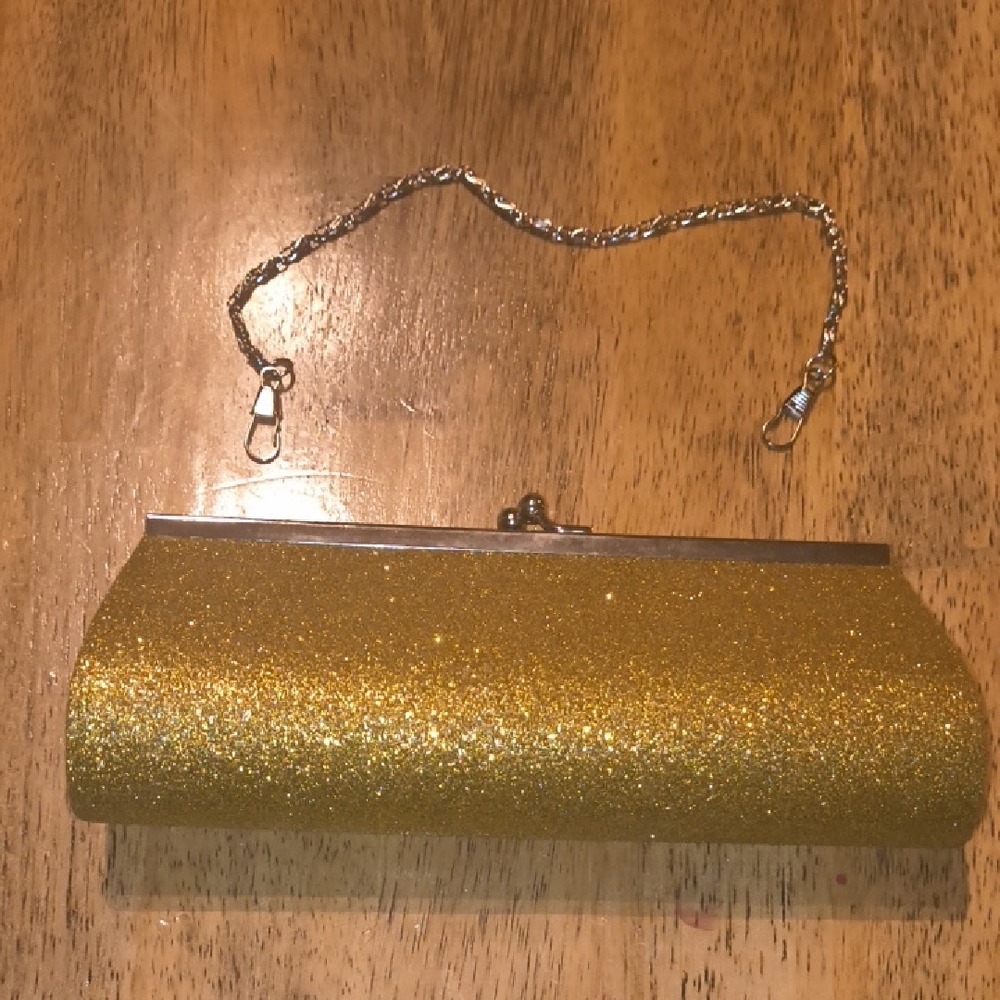 Gold Glitter Clutch Bag
